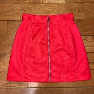 Vibrant Red A-Line Skirt with Front Zipper